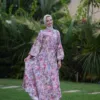 Flower Bombe Dress Céléria – robe longue femme modeste, vue 2