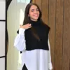 Alma Knit couleur noir porté par le mannequin, boutique CÉLÉRIA Casablanca