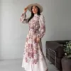 Blush Blossom Dress, robe longue fleurie, avec chapeau, vue de face