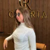 Long Sleeve Top CÉLÉRIA, col montant froncé, coloris blanc