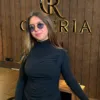 Long Sleeve Top CÉLÉRIA, col montant froncé, coloris noir