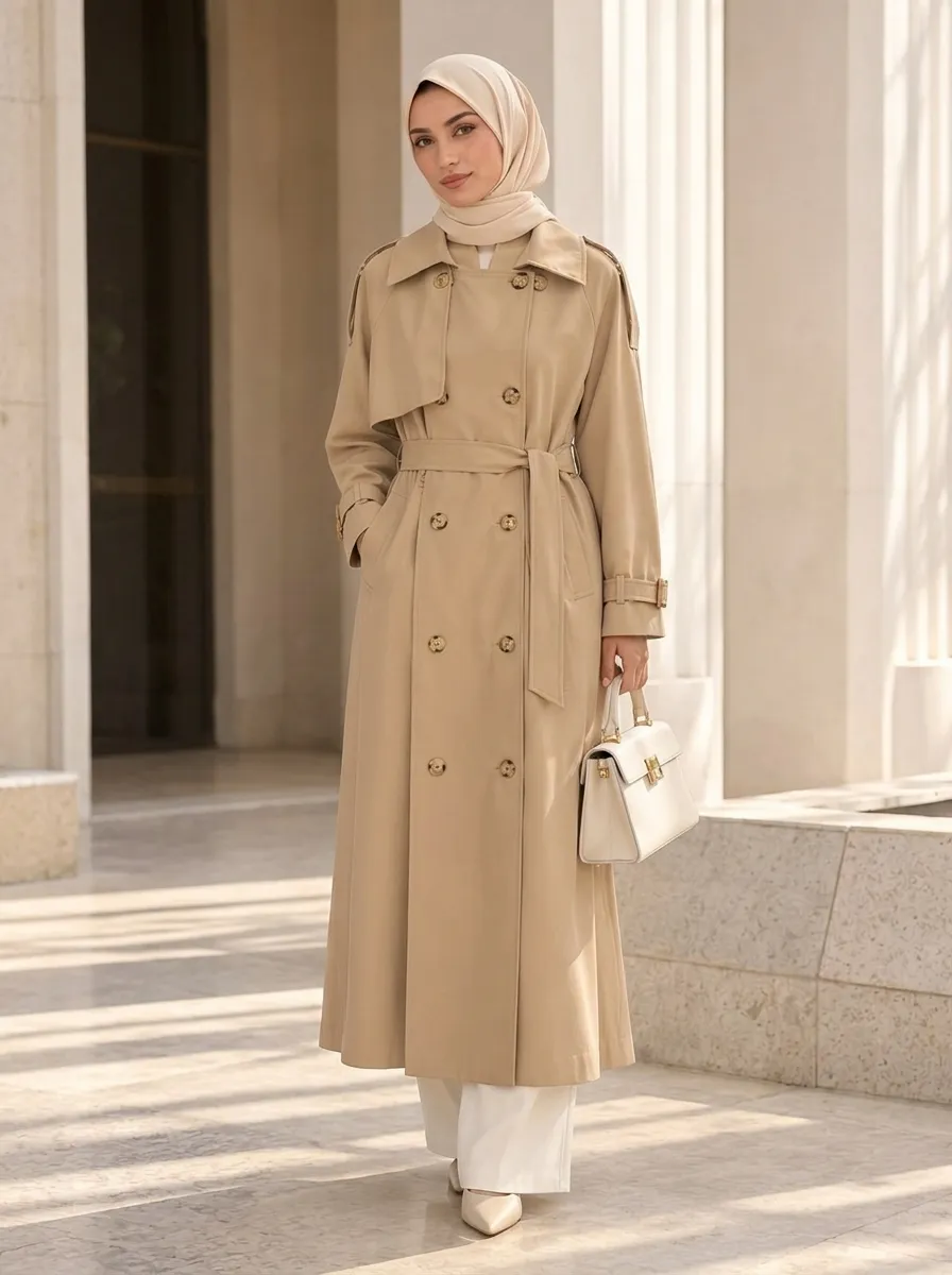 Elora Trench porté avec hijab