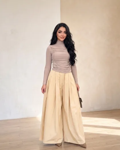 Fly Pants butter crème, pantalon large et fluide CÉLÉRIA
